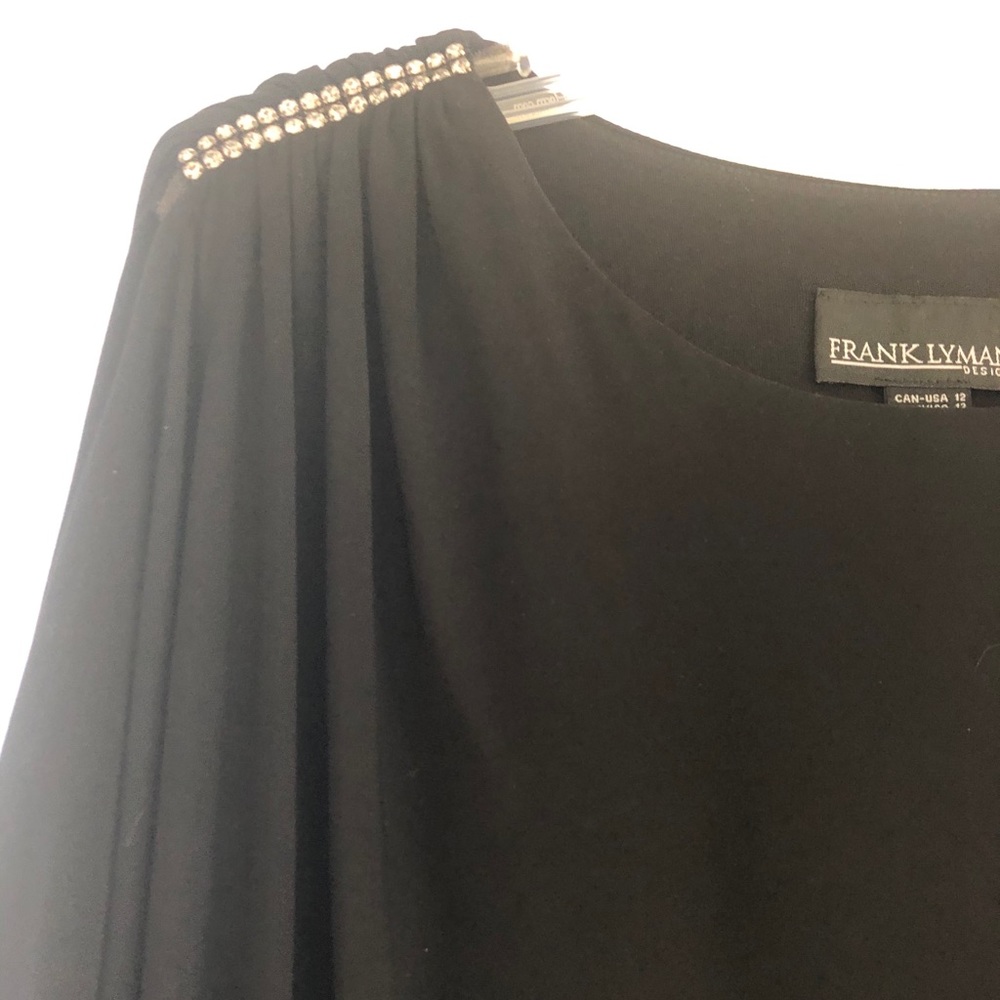 Frank Lyman open sleeve black dress - size 12 - Picture 6 of 7